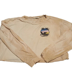 Local Lab California Tie Dye Distressed Long Sleeve Cropped Shirt Size Small